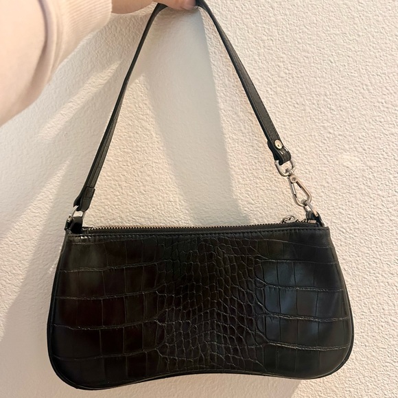JW PEI Black Croc-Embossed Shoulder Bag - Picture 2 of 5